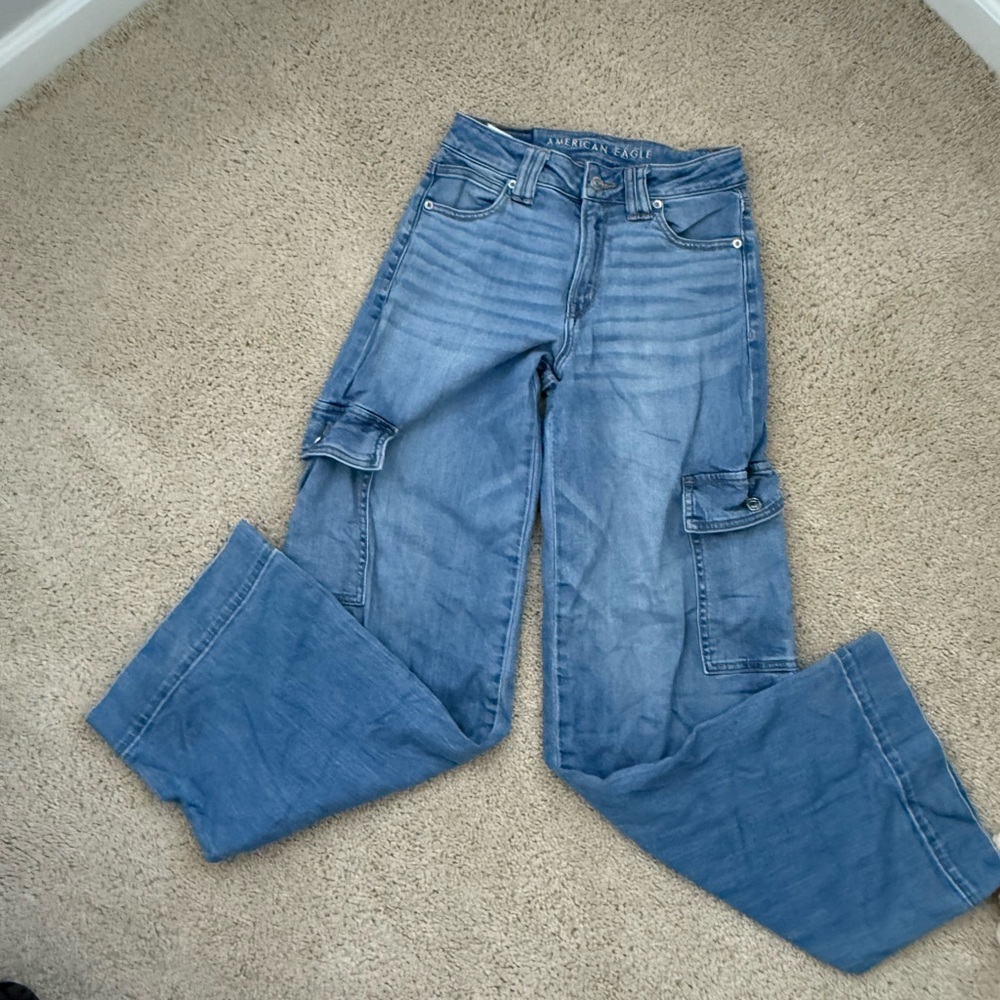 American Eagle cargo wide leg jeans size 00